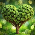 a tree with heart shaped green leaves growing Royalty Free Stock Photo