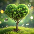 a tree with heart shaped green leaves growing Royalty Free Stock Photo