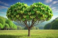 a tree with heart shaped green leaves growing Royalty Free Stock Photo