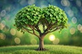 a tree with heart shaped green leaves growing Royalty Free Stock Photo