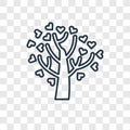Tree with hearts concept vector linear icon isolated on transparent background, Tree with hearts concept transparency logo in out