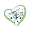 Tree and hearts - eco logo. emblem nature and love. valentine`s day. environment