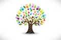 Tree hearts and hands people figures logo vector image Royalty Free Stock Photo