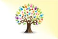 Tree hearts and hands people figures logo vector image Royalty Free Stock Photo
