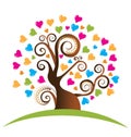 Tree with hearts logo vector