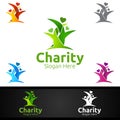 Tree Helping Hand Charity Foundation Creative Logo for Voluntary Church or Charity Donation