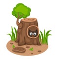 Tree hollow with an owl on a white background,vector