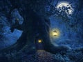 Tree home in the magic forest Royalty Free Stock Photo