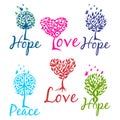 Tree of hope, faith and love logo. Vector illustration. Royalty Free Stock Photo