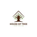 Tree house tree with branch full of leaves logo icon symbol vector