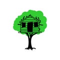 Tree house. Childrens treehouse. Vector illustration Royalty Free Stock Photo