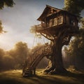 A tree house, cinematic lighting - 1 Royalty Free Stock Photo