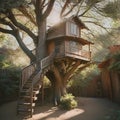 A tree house, cinematic lighting - 1 Royalty Free Stock Photo