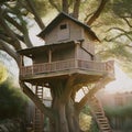 A tree house, cinematic lighting - 1 Royalty Free Stock Photo