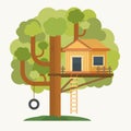 Tree house. House on tree for kids. Royalty Free Stock Photo