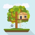 Tree house. House on tree for kids. Royalty Free Stock Photo