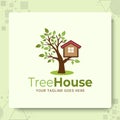 Tree house kids logo designs template Royalty Free Stock Photo