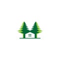 Tree house logo green vector design illustration Royalty Free Stock Photo