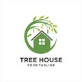 Tree House Logo Template Design. green house nature tree logo vector symbol illustration design Royalty Free Stock Photo