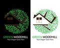 Green Woodhill flat logo design