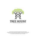 Tree House logo vector template. Leaf House logo