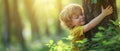 Tree-Hugging Child Demonstrates Deep Love For Nature - Perfect For Adding Your Own Message Royalty Free Stock Photo