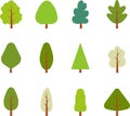 Tree icon. Flat trees set. Flat forest tree and bush nature plant isolated vector illustration. Royalty Free Stock Photo