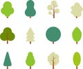 Tree icon. Flat trees set. Flat forest tree and bush nature plant isolated vector illustration. Royalty Free Stock Photo
