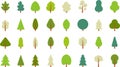 Tree icon. Flat trees set. Flat forest tree and bush nature plant isolated vector illustration. Royalty Free Stock Photo