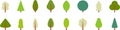 Tree icon. Flat trees set. Flat forest tree and bush nature plant isolated vector illustration. Royalty Free Stock Photo