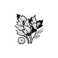 Tree Icon hand draw black agriculture colour logo symbol perfect Royalty Free Stock Photo