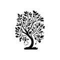 Tree Icon hand draw black agriculture colour logo symbol perfect Royalty Free Stock Photo