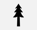 Pine Tree Icon Simple Cutout Christmas Nature Forest Plant Vector Black White Icon Royalty Free Stock Photo