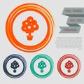 Tree Icon on the red, blue, green, orange buttons for your website and design with space text. Royalty Free Stock Photo