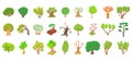 Tree icon set, cartoon style Royalty Free Stock Photo