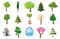 Tree icon set, cartoon style Royalty Free Stock Photo