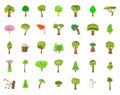 Tree icon set, cartoon style Royalty Free Stock Photo