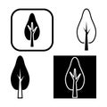 Tree icons set for logo. Vector black and white isolated illustration on white background. Royalty Free Stock Photo