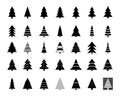 Collection of black christmas tree icons on white background Royalty Free Stock Photo