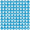 100 tree icons set blue Royalty Free Stock Photo