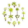 Tree icons set, flat style Royalty Free Stock Photo