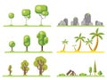 tree icons set forest nature landscape construction elements flat design concept vector illustration