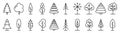 Tree icons. Set of linear tree icons. Different trees isolated. Vector illustration Royalty Free Stock Photo