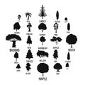 Tree icons set, simple style