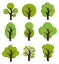 Tree icons, set of trees Royalty Free Stock Photo