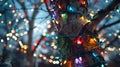 A tree illuminated with numerous lights Royalty Free Stock Photo