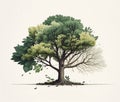 Tree illustration on light background for Arbor Day. Ecology concept for earth day as environment. Generative AI Royalty Free Stock Photo