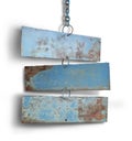 Tree iron plate hang on chains. Royalty Free Stock Photo