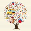 Tree of kids school icons for education concept Royalty Free Stock Photo