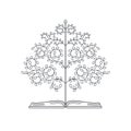 Tree of knowledge. Concept of knowledge book with tree. Linestyle vector illustration. Royalty Free Stock Photo